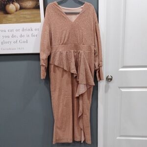 Chic Asymmetrical Tan Dress